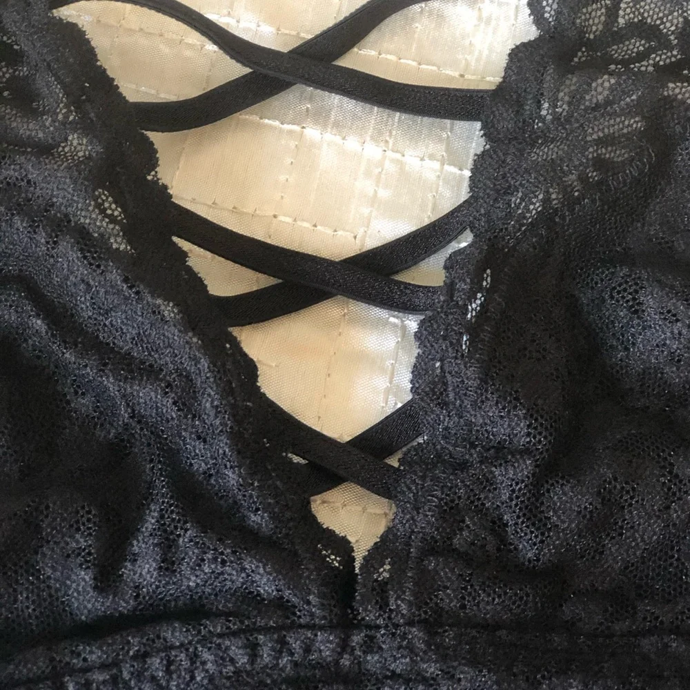 Romantic PINK Victoria Secret black lace bralette